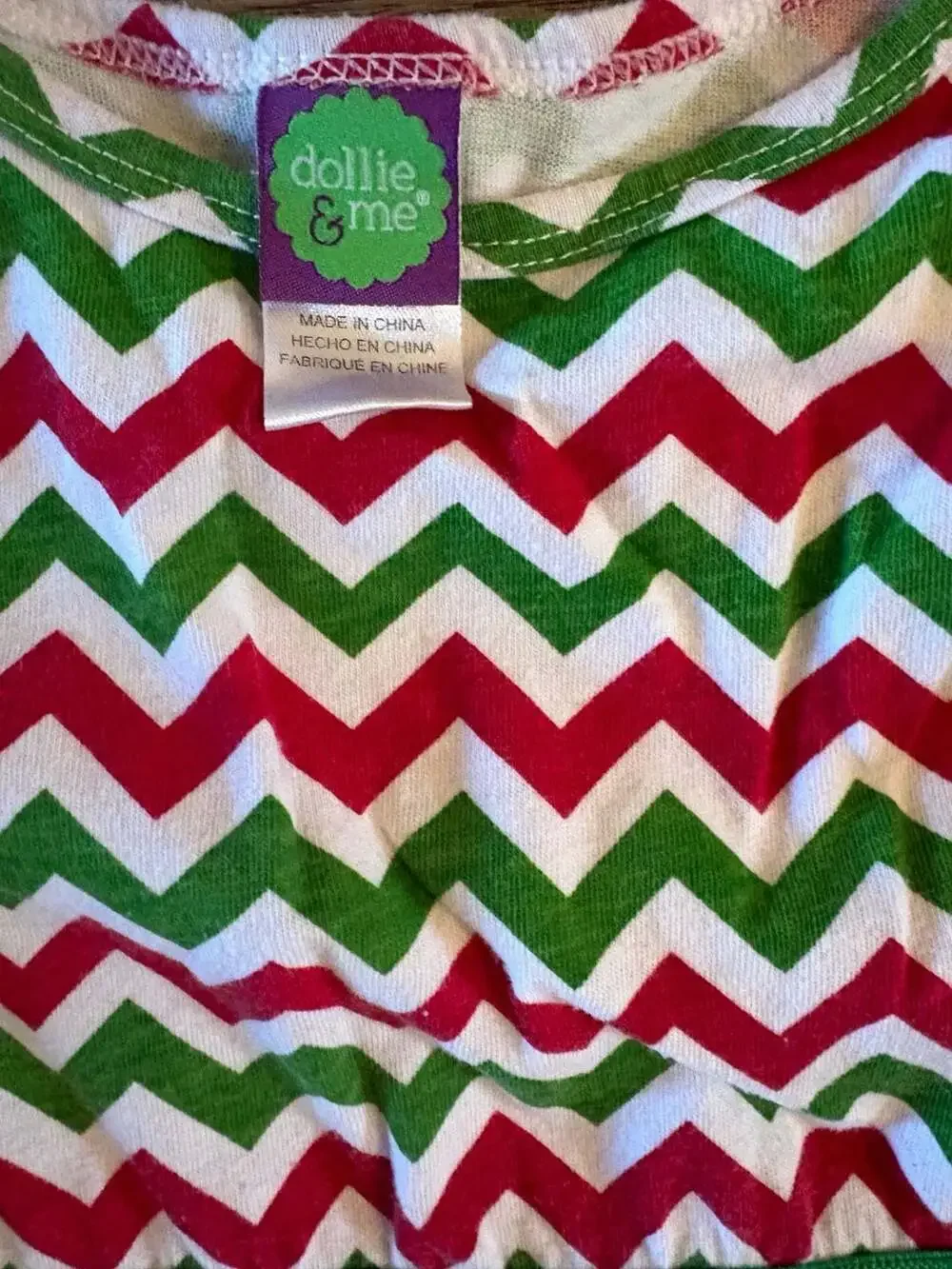 Dollie & Me Girls Red and Green Chevron Long Sleeve Tulle Holiday Dress Size 6